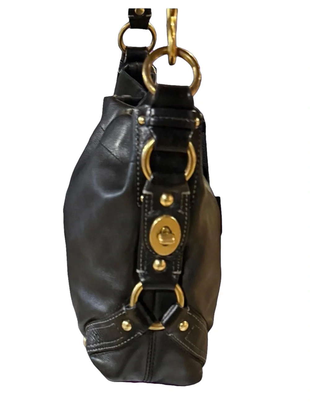 Authentic Vintage Y2K Coach Carly Medium Hobo Bag #10615 Black Leather Brass